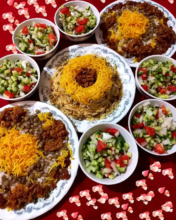 تزیین عدس پلو