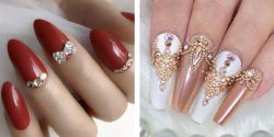 طراحی ناخن با نگین + زیباترین طراحی ناخن با نگین و اکلیل