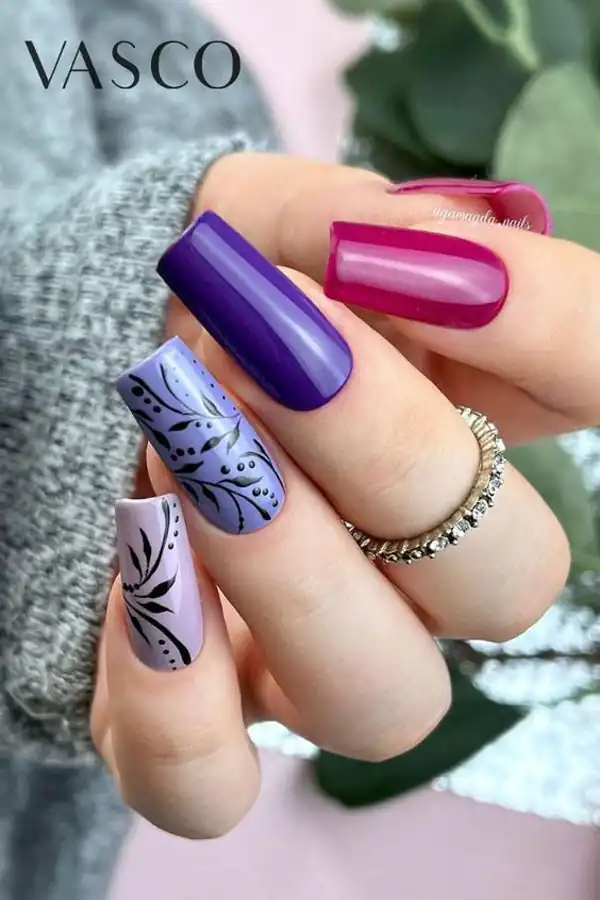 طراحی ناخن بنفش جدید