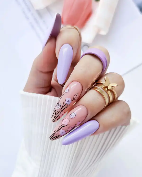 طراحی ناخن بنفش جدید