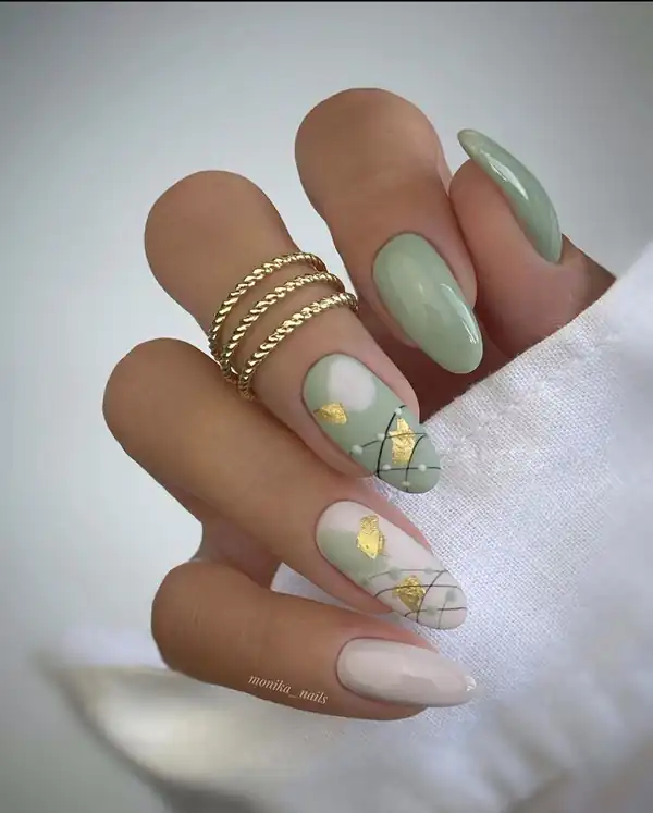 طراحی ناخن سبز جدید