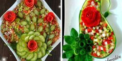تزیین سالاد شیرازی مجلسی + تزیین مجلسی برای سالاد شیرازی