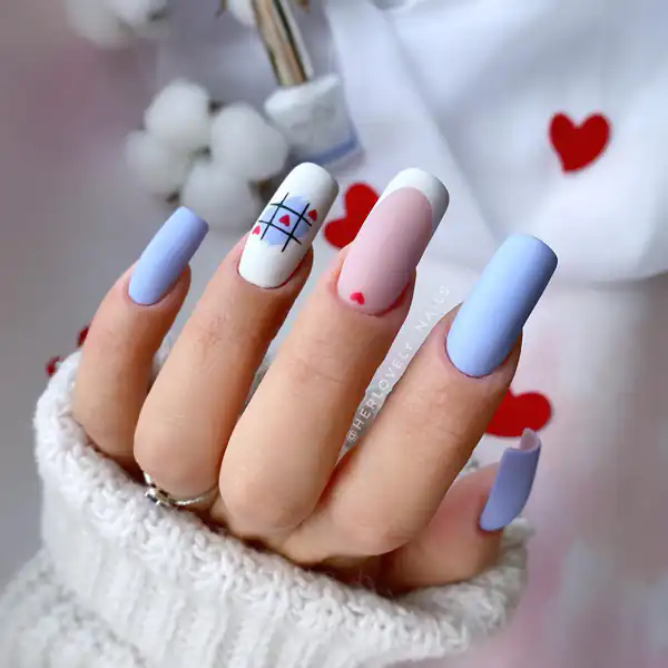 مدل طراحی ناخن قلب