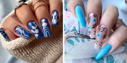 طراحی ناخن ابی ساده + شیک ترین مدل های ناخن آبی