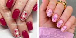 طراحی ناخن با قلب قرمز + طرح ناخن قلب صورتی و مشکی
