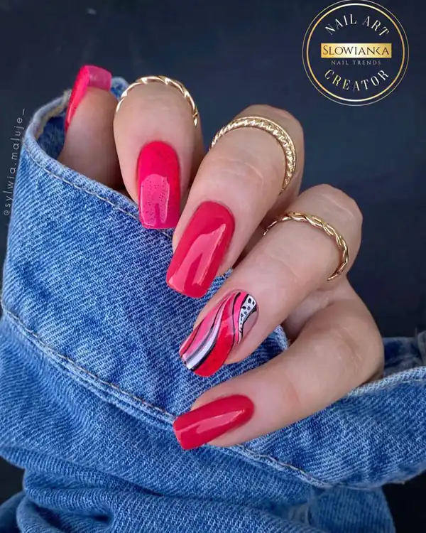 طراحی ناخن جدید با رنگ قرمز