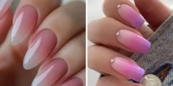 طراحی ناخن آمبره صورتی + طرح ناخن های آمبره سفید صورتی