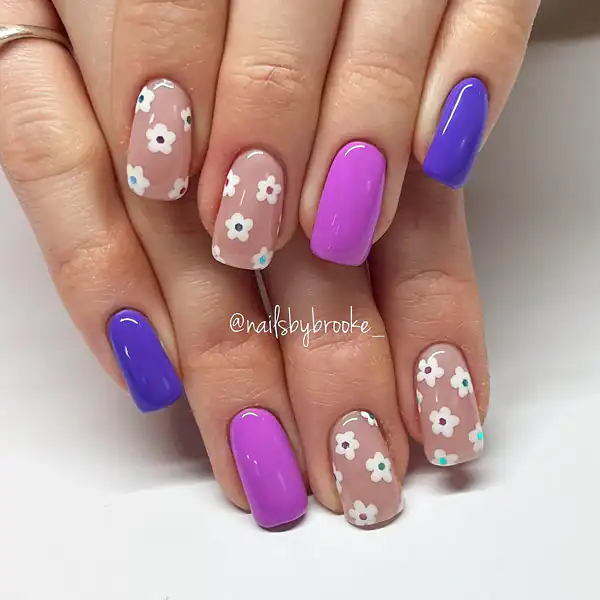 طراحی ناخن بنفش و یاسی