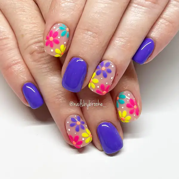 طراحی ناخن بنفش و یاسی