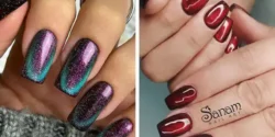طراحی ناخن چشم گربه ای + مدل ناخن چشم گربه ای بنفش