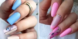 طراحی ناخن پروانه ساده + طرح ناخن های پروانه صورتی و آبی
