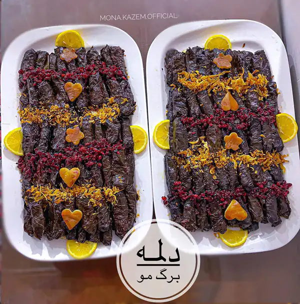 تزیین دلمه برگ مو