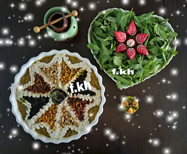 تزیین غذا و سالاد و ماست