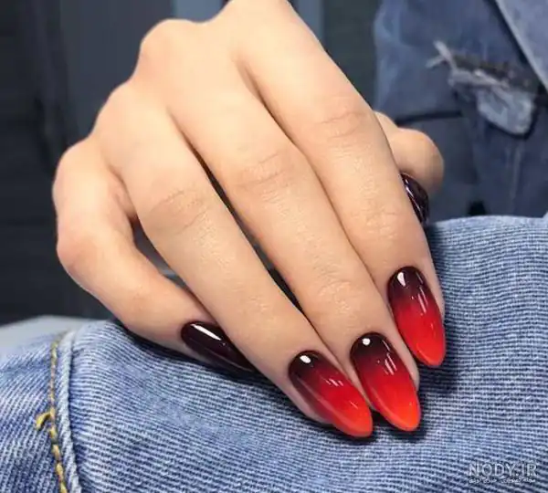 طراحی ناخن آمبره قرمز