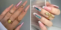 طراحی ناخن با نگین رنگی + مدل های ناخن نگین دار مجلسی