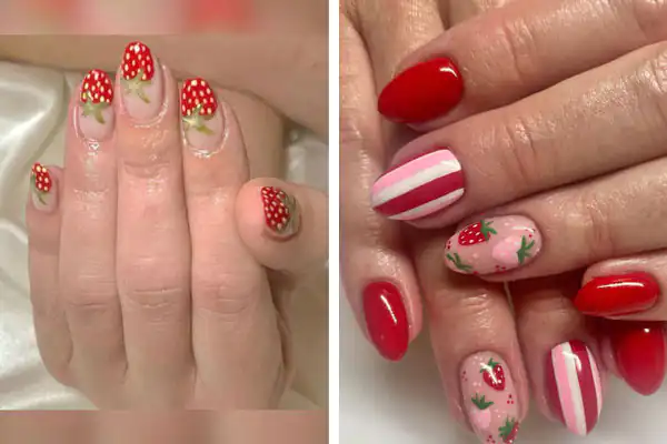 طرح ناخن توت فرنگی ساده طرح ناخن توت فرنگی صورتی ناخن توت فرنگی بچه گانه طرح ناخن توت فرنگی برجسته لنز ناخن توت فرنگی کاشت ناخن توت فرنگی