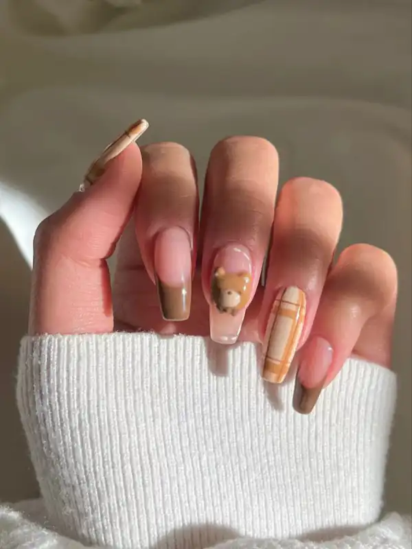 طراحی ناخن دخترانه خرسی