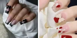 طراحی ناخن پاپیون برجسته + مدل ناخن پاپیونی صورتی و قرمز