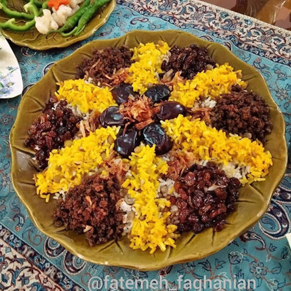 تزیین عدس پلو با کشمش