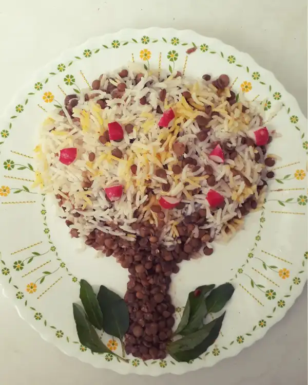 تزیین عدس پلو ساده