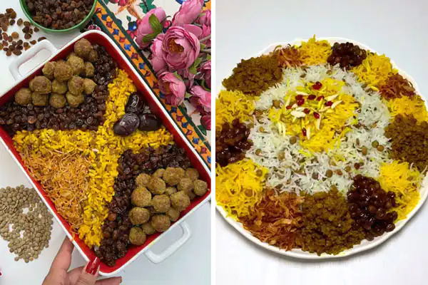 تزیین عدس پلو برای مدرسه تزیین عدس پلو در ظرف یکبار مصرف تزیین عدس پلو با گوشت چرخ کرده تزیین عدس پلو مجلسی تزیین عدس پلو با زرشک