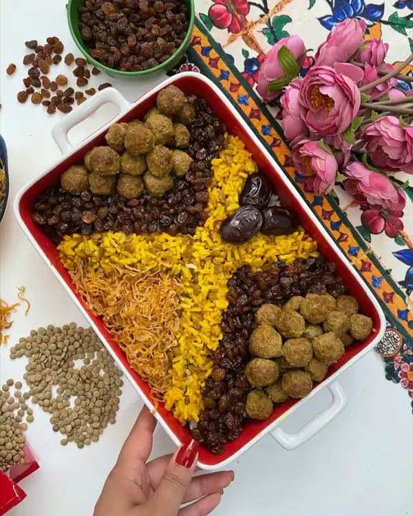 تزیین عدس پلو ساده
