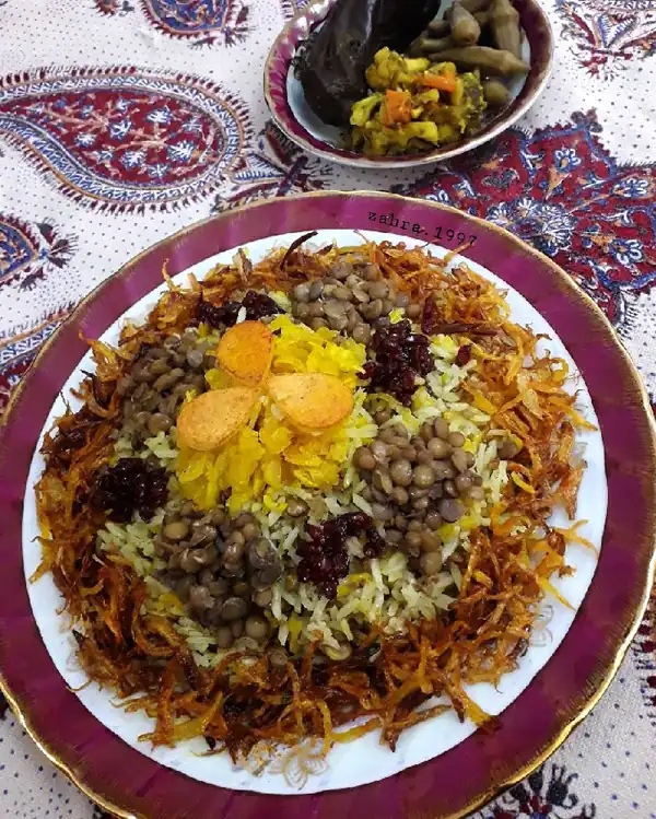 تزیین عدس پلو ساده