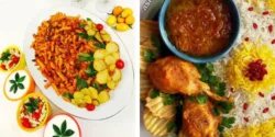 تزیین غذا و سفره آرایی + سفره آرایی سالاد و غذای ایرانی