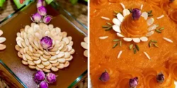 تزیین حلوا با گل محمدی + ایده های شیک برای تزیین حلوا