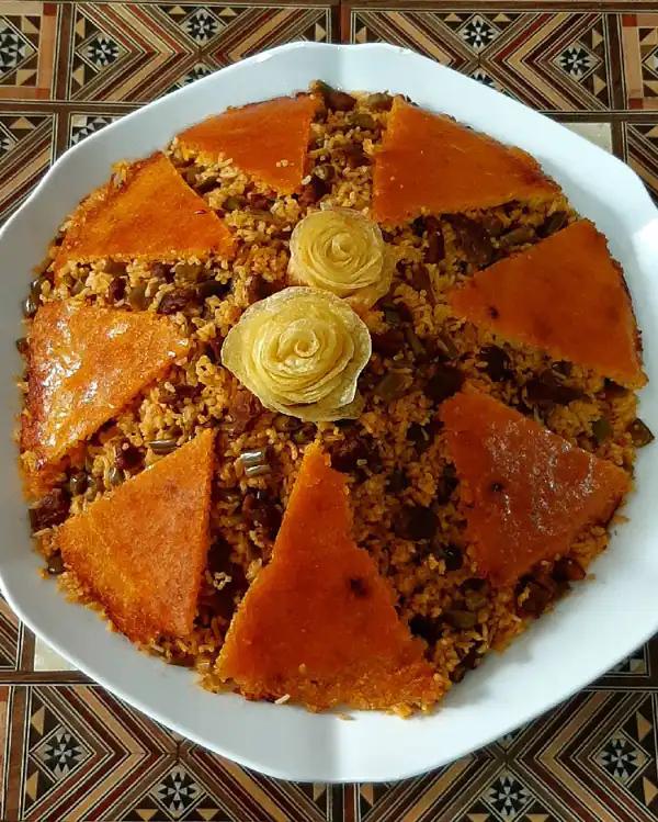 تزیین لوبیا پلو مجلسی