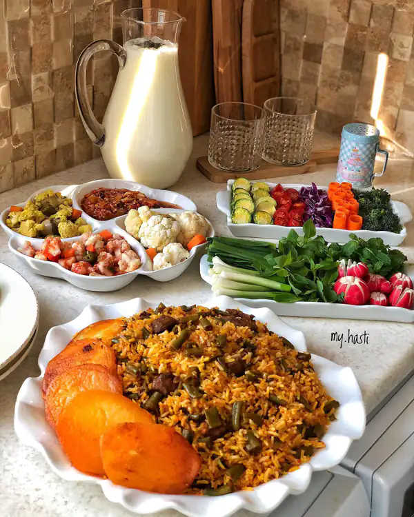 تزیین لوبیا پلو مجلسی