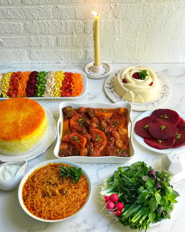 چیدمان میز شام ایرانی