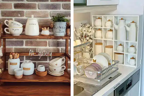 چیدمان روی کابینت با وسایل چوبی چیدمان روی کابینت آشپزخانه ایرانی تزیین روی کابینت با وسایل ساده تزیین روی کابینت و یخچال دکور بغل کابینت جدید روکش پلاستیکی نسوز روی کابینت