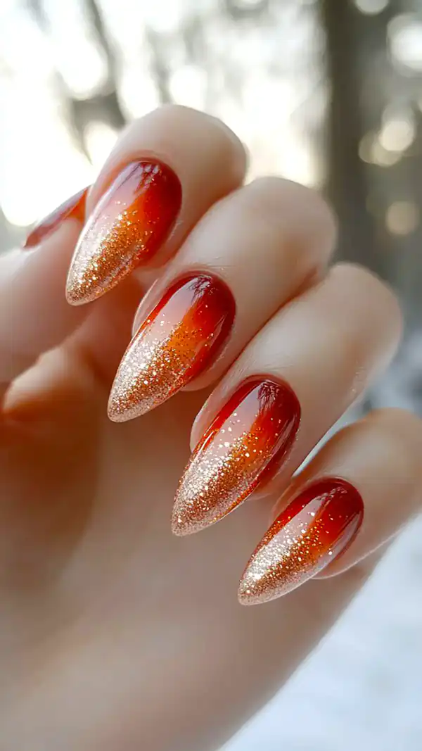 طراحی ناخن آمبره پاییزی