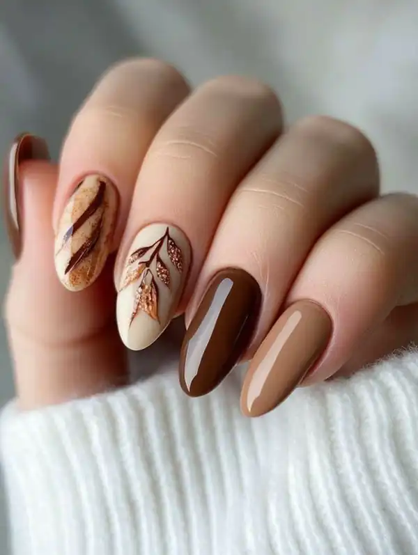 طراحی ناخن قهوه ای روشن