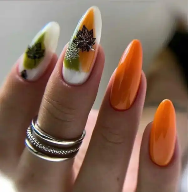 طراحی ناخن پاییزی سبز
