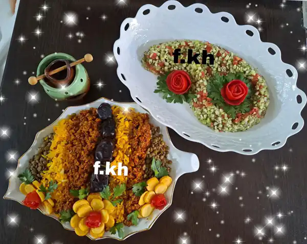 تزیین عدس پلو با گوشت چرخ کرده