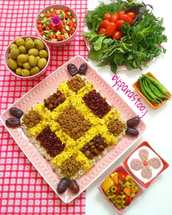 تزیین عدس پلو برای مدرسه