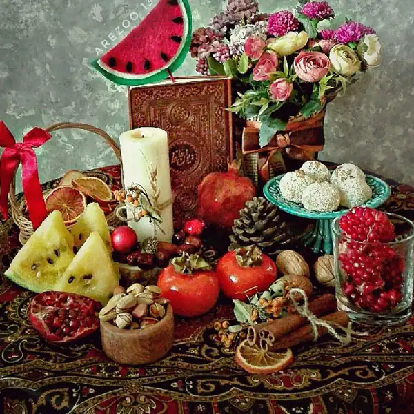 تزیین میز شب یلدا ساده