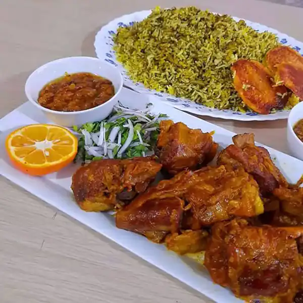 تزیین سبزی پلو با مرغ