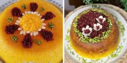 تزیین ته چین گرد + ایده های تزیین ته چین مرغ با زرشک