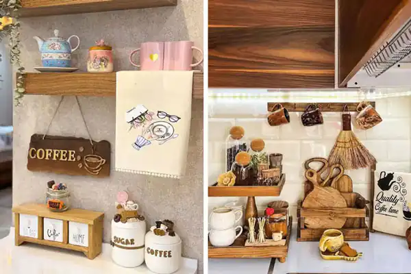 تزیین روی کابینت عروس + زیباترین چیدمان اشپزخانه عروس